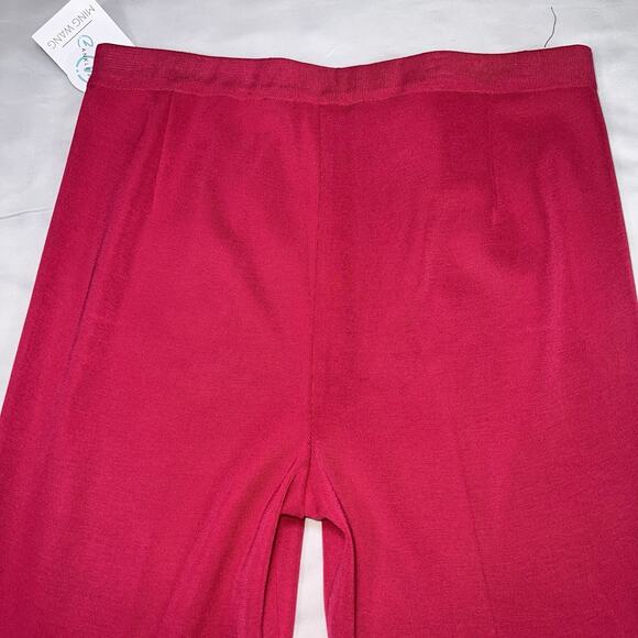 MING WANG Ankle Pants Size M Bright Pink Acrylic Blend Knit Pull On NEW NWT $175 - Picture 10 of 14